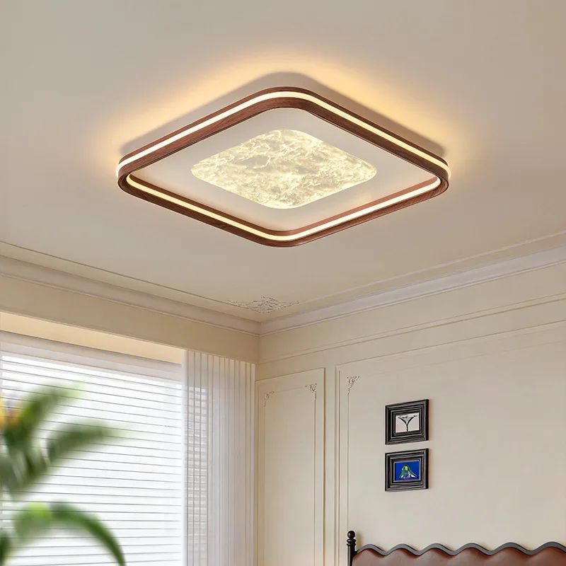 LED antique style living room, dining room, bedroom ceiling light, simple cloud and fog eye protection walnut sky flower light