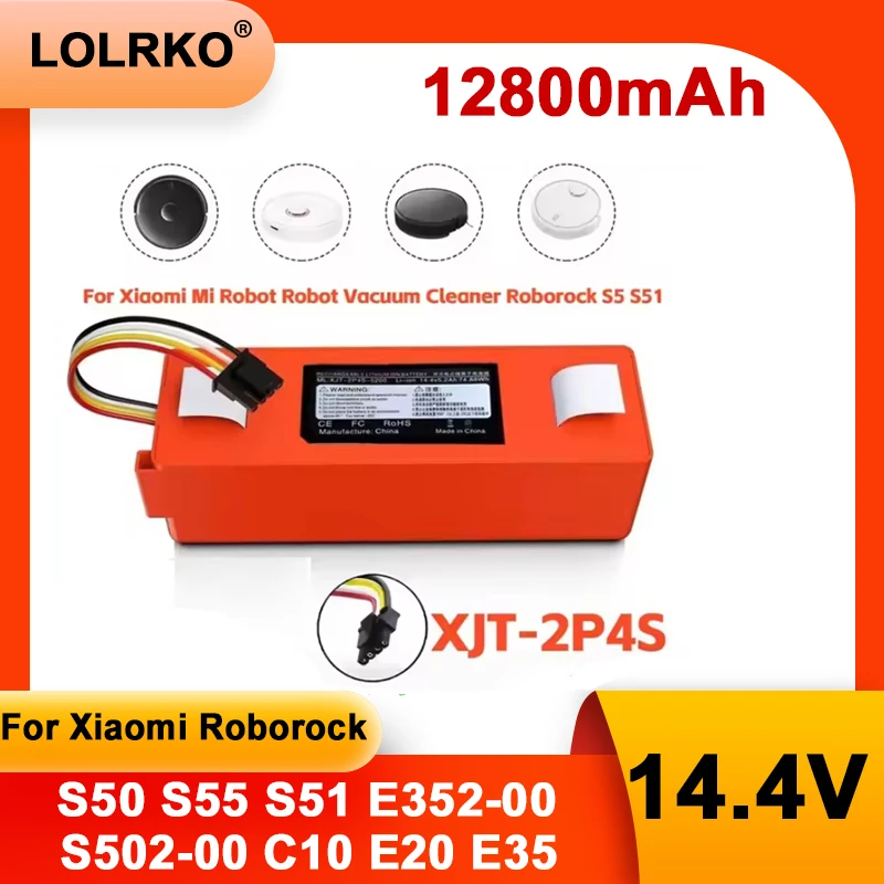 Original Replacement Battery BRR-2P4S-5200D for XIAOMI 1S 1ST Roborock SDJQR01RR Sweeping Mopping Robot Vacuum Cleaner 12800mAh