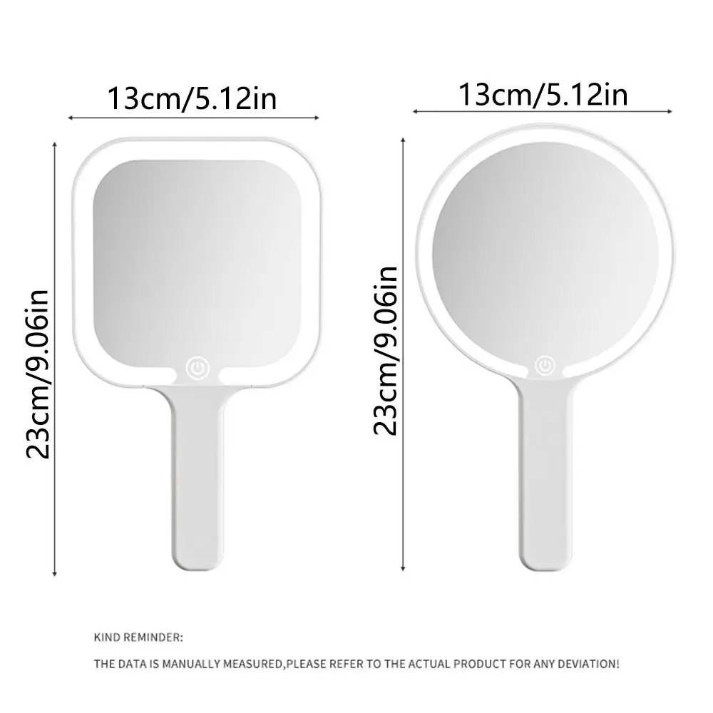 Luz de preenchimento led espelho de maquiagem portátil 3 cores luzes reguláveis iluminado espelho de mão compacto quadrado/redondo portátil espelho de vaidade