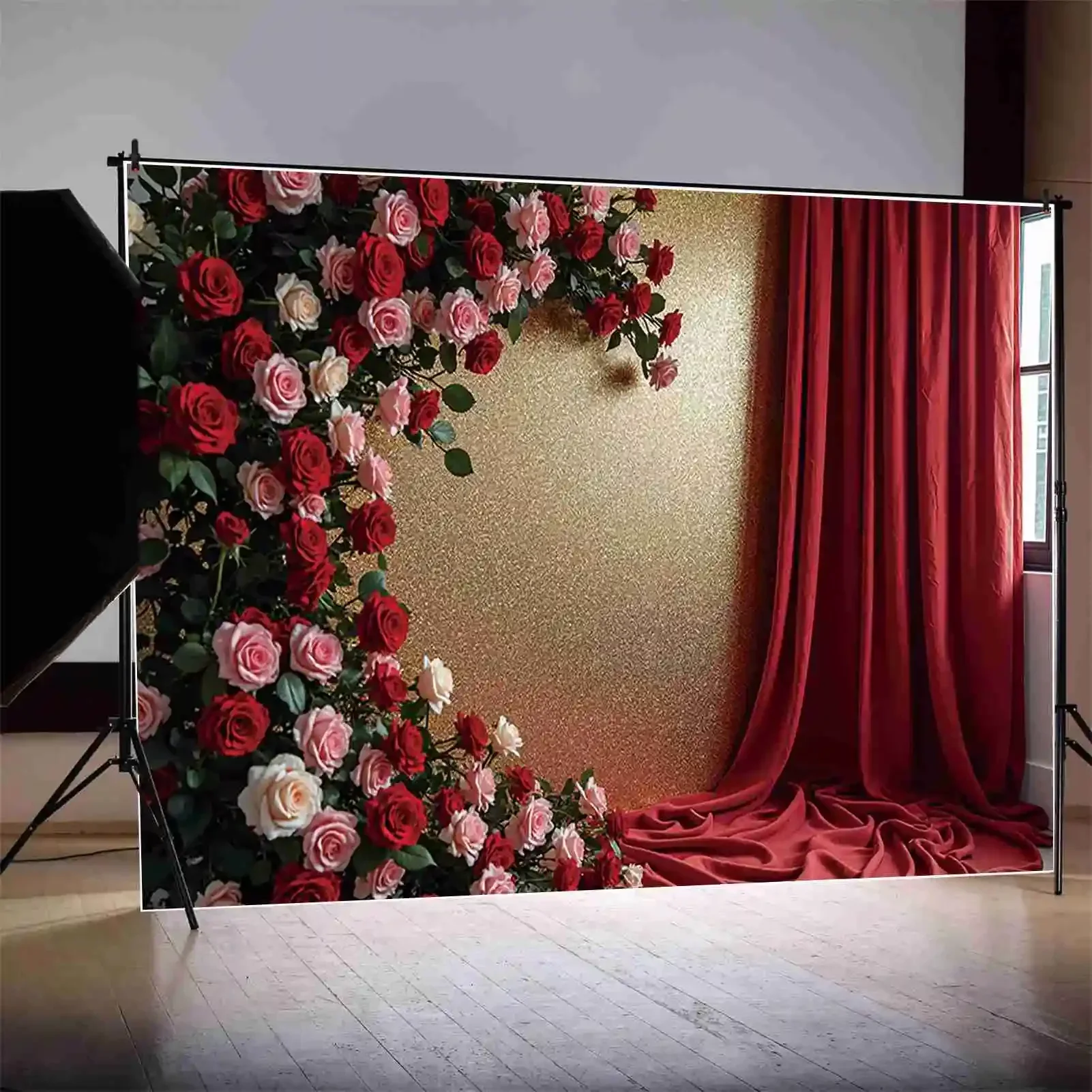 MOON.QG فبراير 14 خلفية للتصوير الفوتوغرافي ستارة عيد الحب الوردية خلفية للتصوير الفوتوغرافي ملحقات منطقة استوديو الطفل