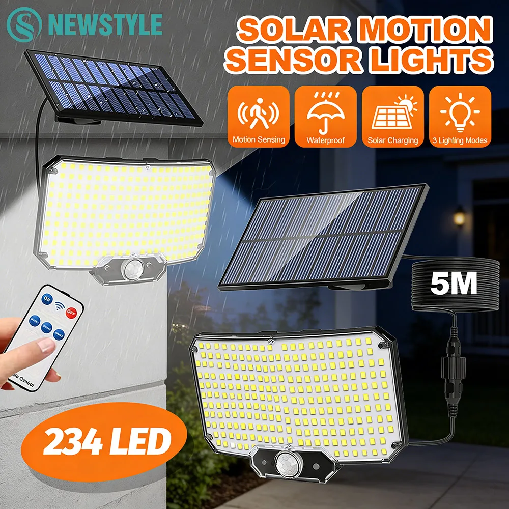 Solar Lights Outdoor Garden Lights 234/328LED Solar Motion Sensor Lights Security Lights with Remote Control Yard Patio Pathway