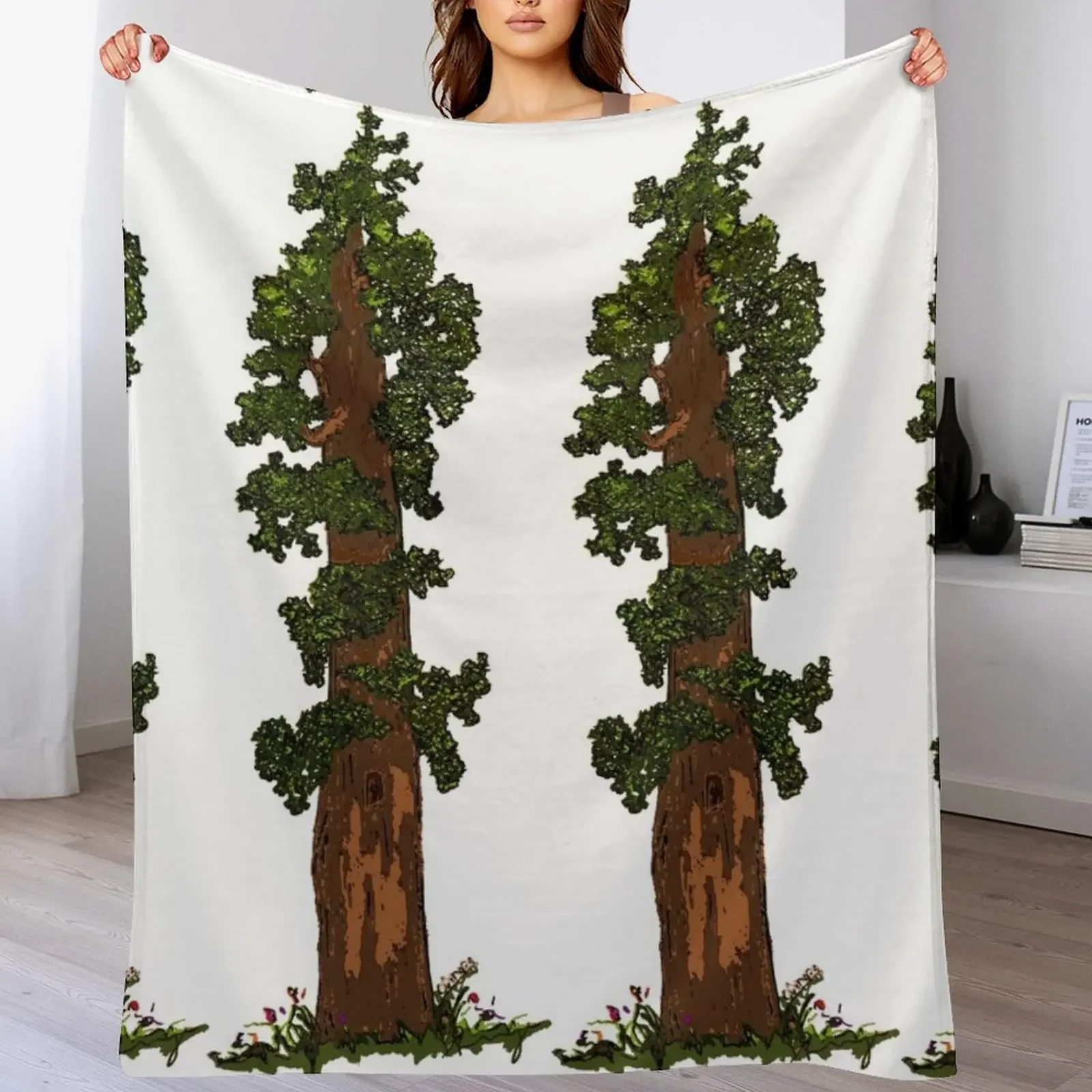 Giant Sequoia Tree Throw Blanket Furry Soft Big Picnic Blankets