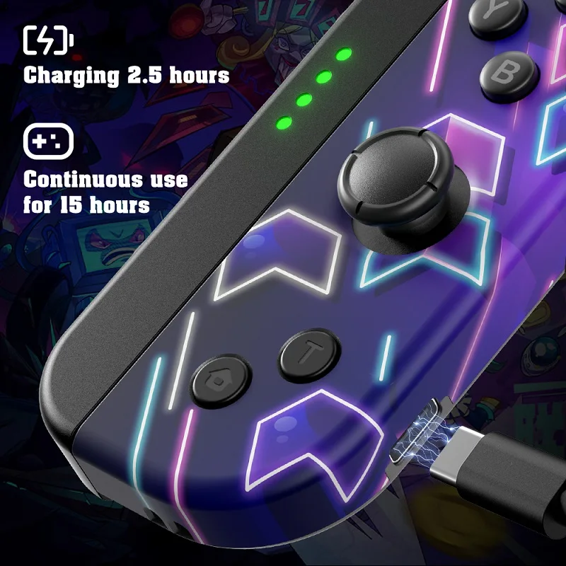 Imagem -05 - Controlador Turbo com Padrão de Vibração Colorido Fit para Nintendo Switch Oled Lite Jogos Acessórios Perfeito Trabalho