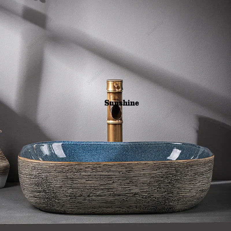 Retro ceramic wash basin household bathroom wash basin outdoor wash basinTJ