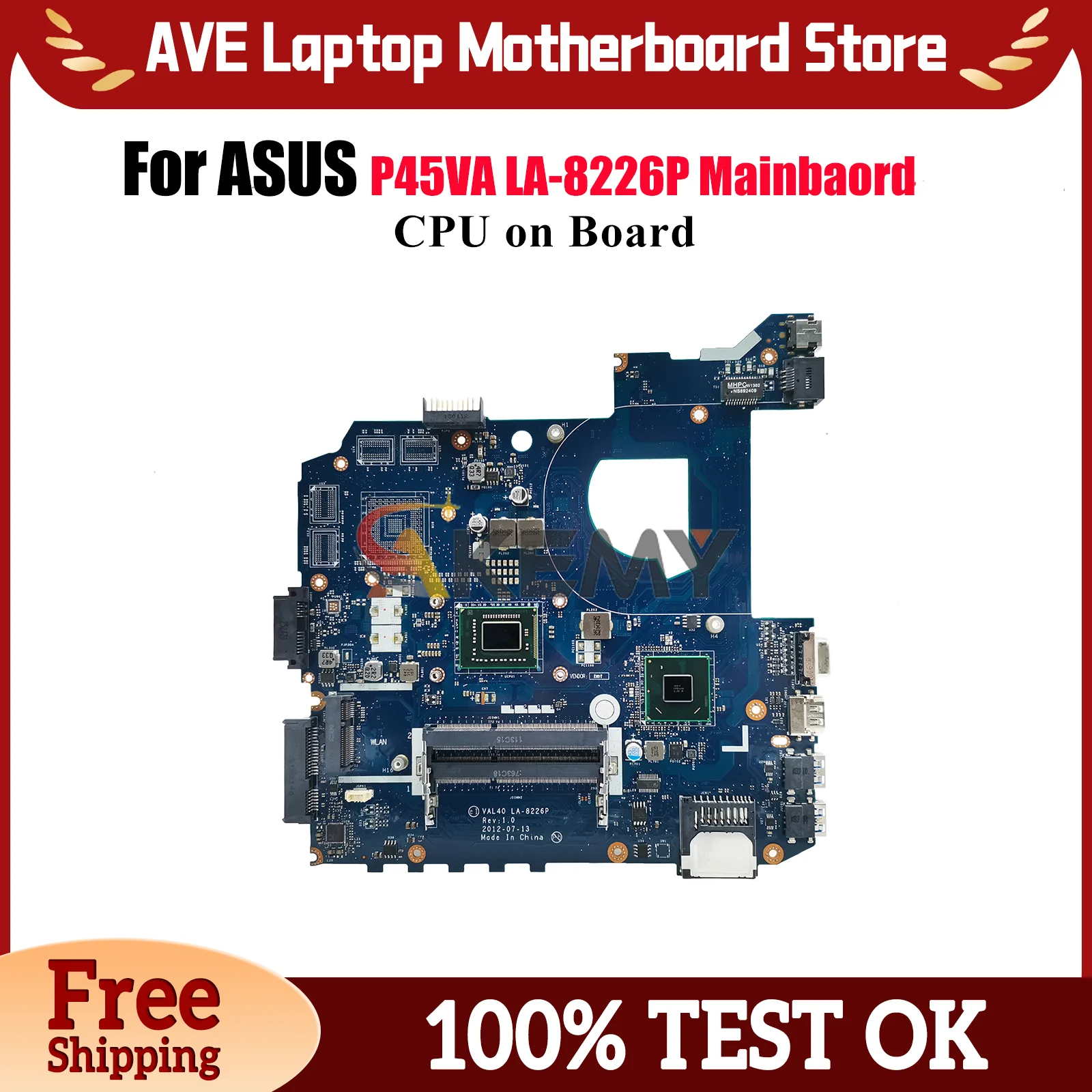 

LA-8226P Laptop Motherboard For ASUS K45A K45A P45VA Notebook Mainboard With CPU 100% tests OK fast shipping High quality