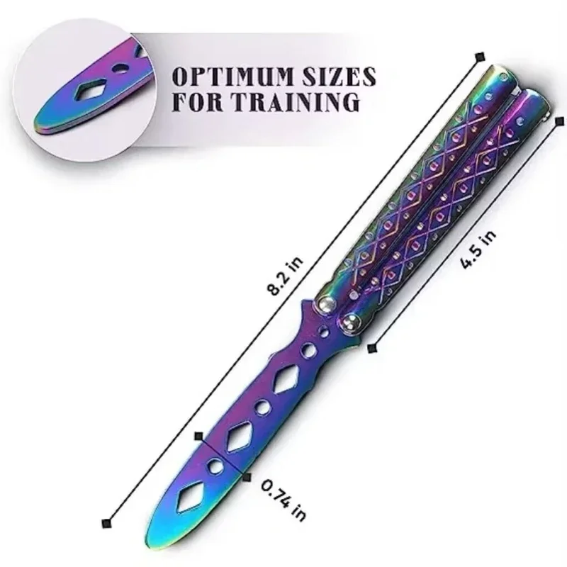 Butterfly Knife Unsharpened Blade Practice Stainless Steel Folding Training Knife for Practicing Flip Techniques Craft Blade