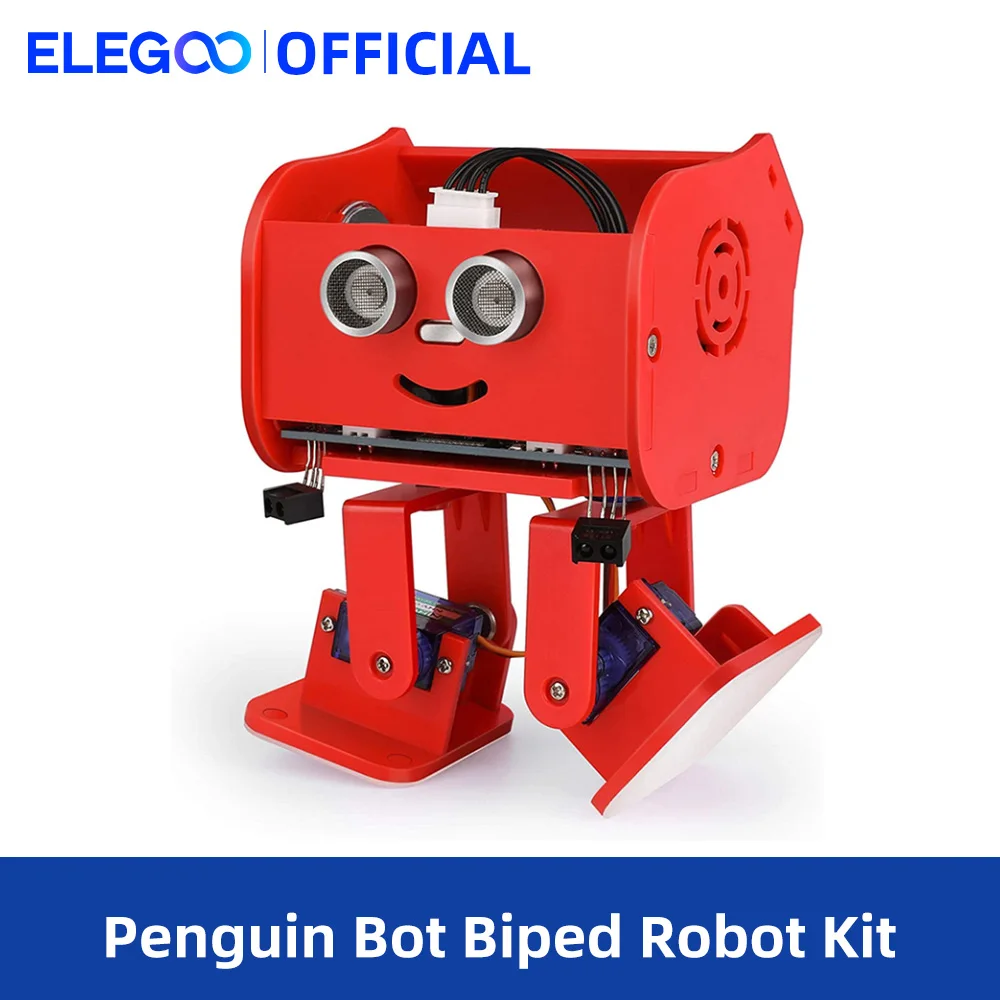 ELEGOO Penguin Bot Biped Robot Kit Compatible with Arduino Project with Assembling Tutorial, STEM Toys for Kids and Adults,RED