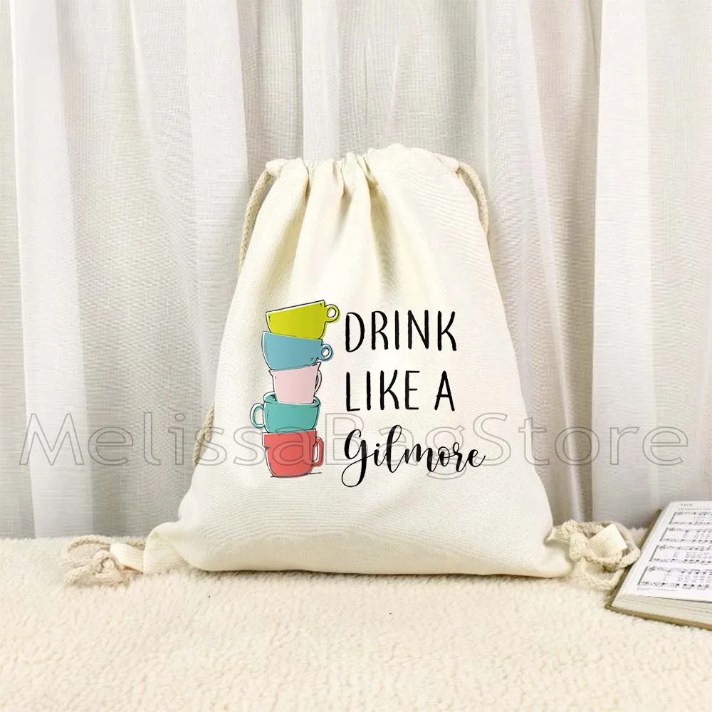 

Gilmore Girls Luke's Printed Coffee Like A Gilmore Girls Jess Mariano Lorelai Canvas Drawstring Bags Soccer Backpack Sackpack