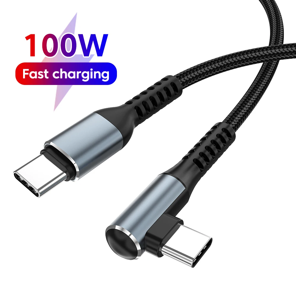 

100W USB C to USB Type C Cable Fast Charging 90 ° Elbow Type C To Type C Cable For iPhone 15 16 Samsung 0.5m/1.2m/2m Data Cable