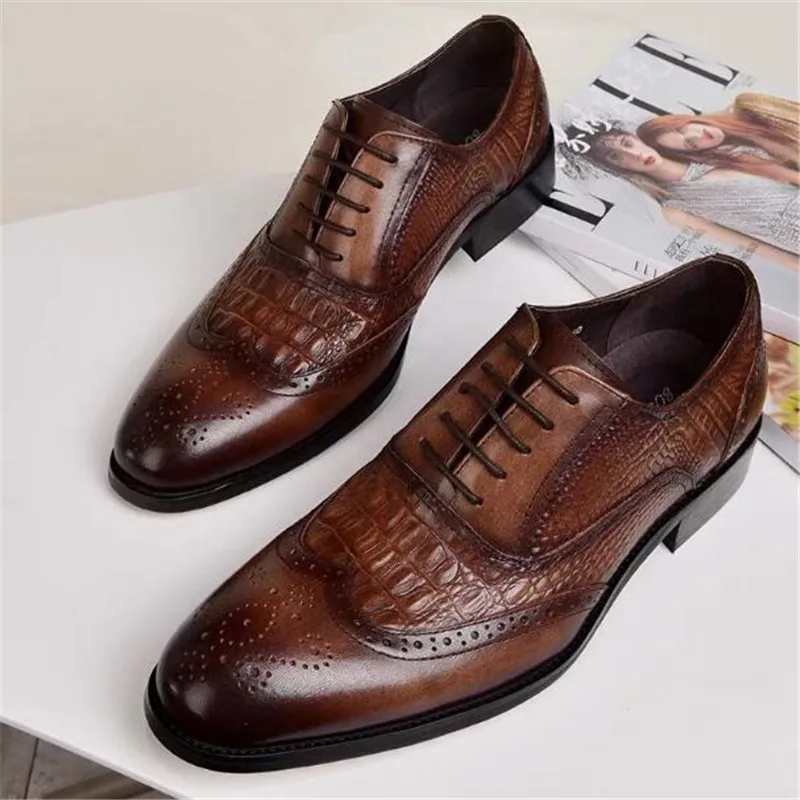 Plus Size Man Shoes Formal Black Leather Shoes for Men Lace Up Oxfords for Male Wedding Party Office Business Casual Shoe Men