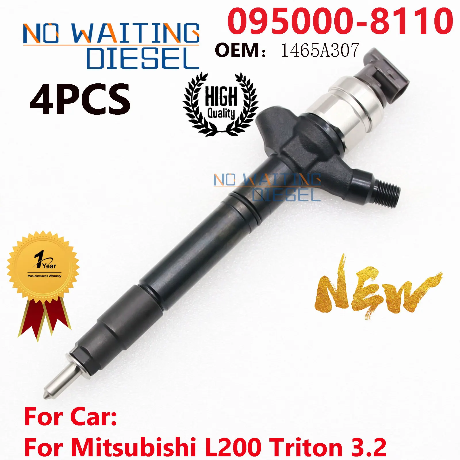 4PCS 1465A307 Diesel Fuel Injector Number 095000-8110 Common Rail Injection Nozzle 0950008110 For Mitsubishi L200 Triton 3.2