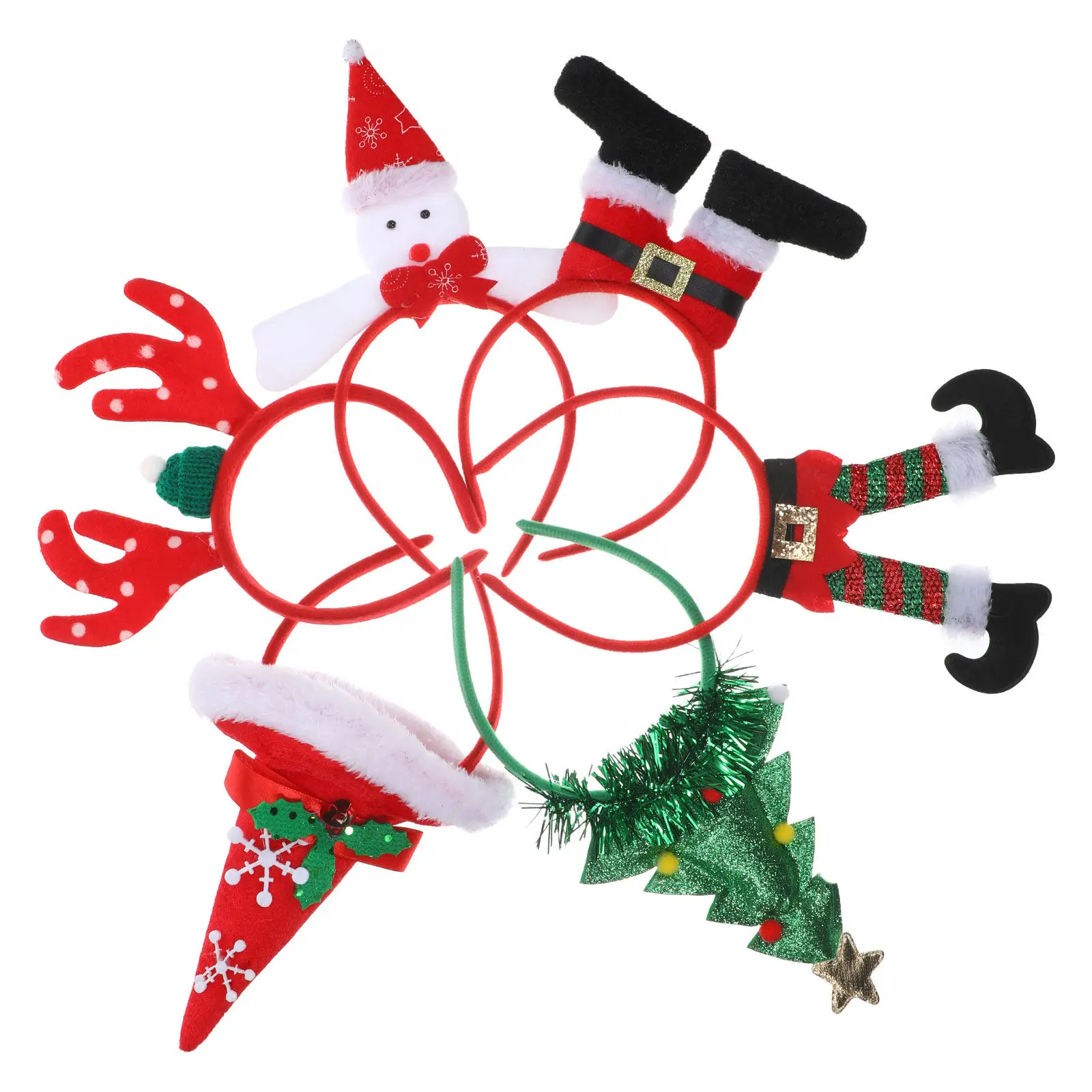 

6Pcs Christmas Hair Hoops Reindeer Antler Headband Holiday Party Headwear Festive Costume Accessories Holiday Headbands