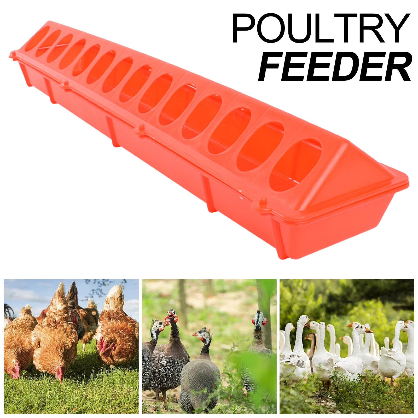 Plastic Poultry Feeder for Birds, Long Trough Food Dispenser, Waterer Water Bowl, Livestock Cockatiels, Budgies, Peacock