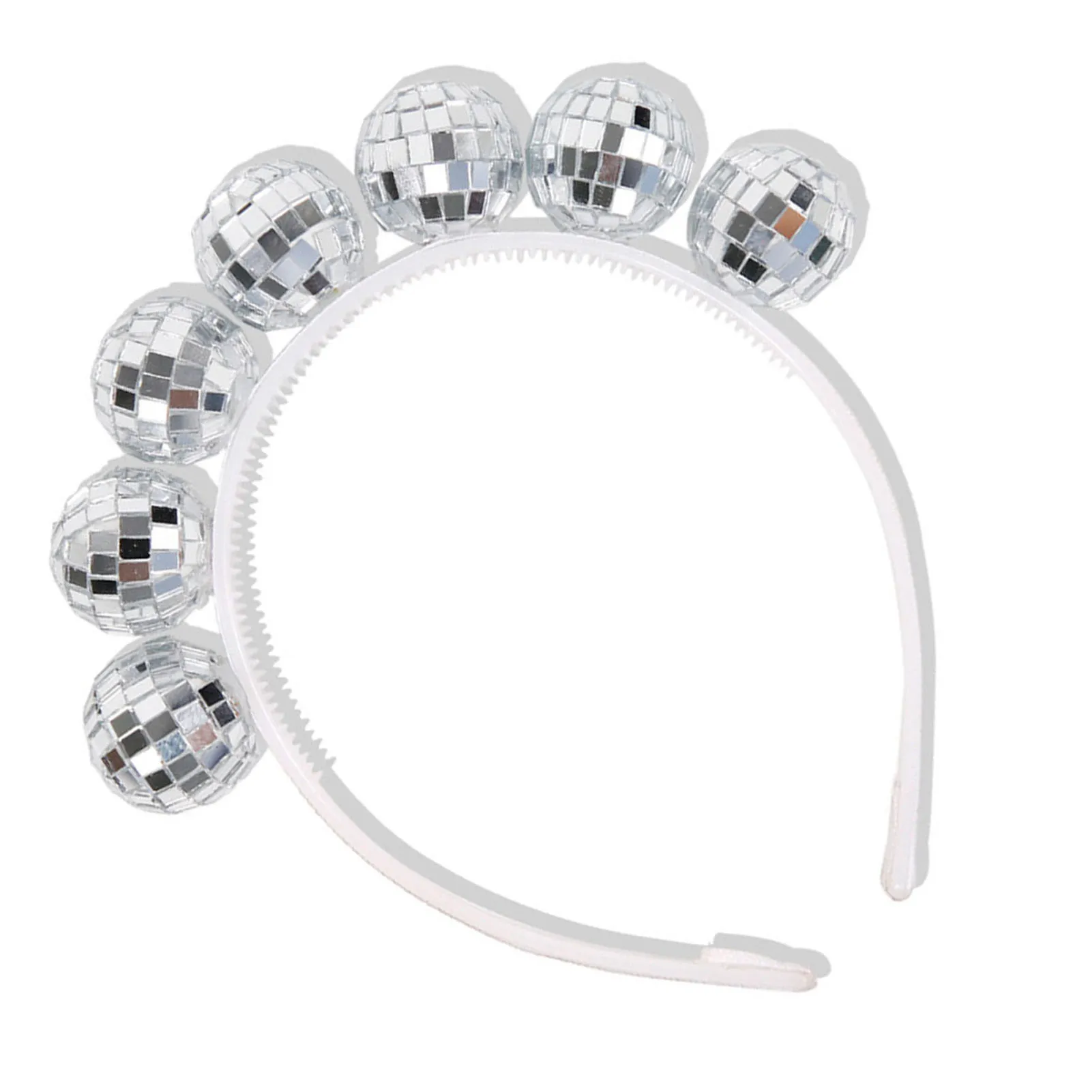 Silver Disco Ball Headband Fashionable and Charming Mirrorball Hair Hoop for Halloween Party Costume Headpiece