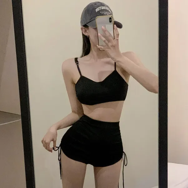 2025, zweiteiliger Damen-Badeanzug, hohe Taille, lange Ärmel, schlankmachend, reines Verlangen, High-End-Gefühl, koreanischer Stil, Urlaubs-Fotoshooting