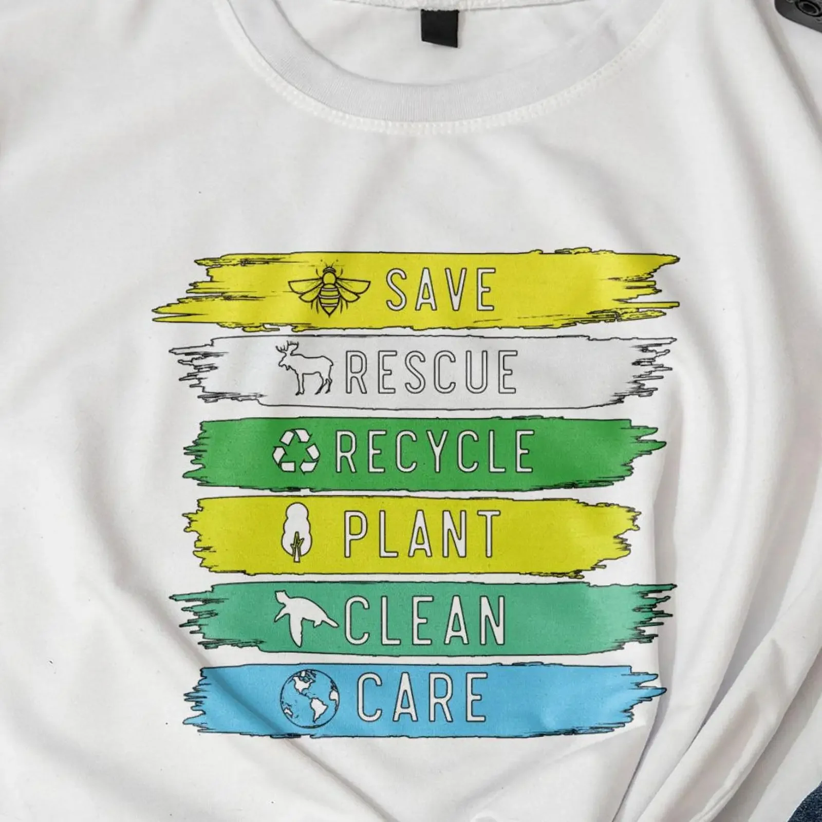 Environment T Shirt Recycling Earth Days vintage Washed Versatile Unisex Slightly streetwear Stretched Soft fashion