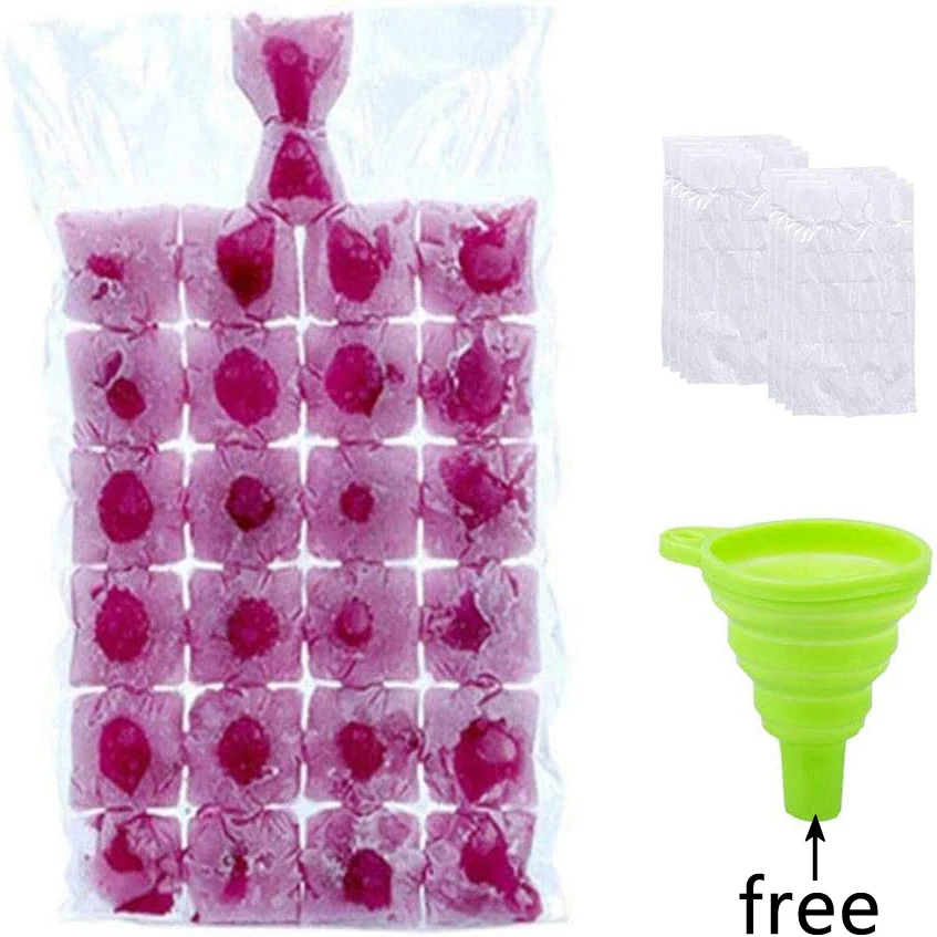 

10/100Pcs Disposable Ice Cube Bags Transparent Self-sealing Freezing Bags DIY Drink Whiskey Ice Mould Household Kitchen Gadgets