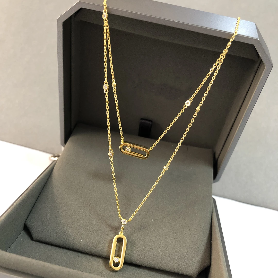 Fashionable and Exquisite 925 Sterling Silver Jewelry Diamond Necklace Classic Move Series Romantic Engagement Gift