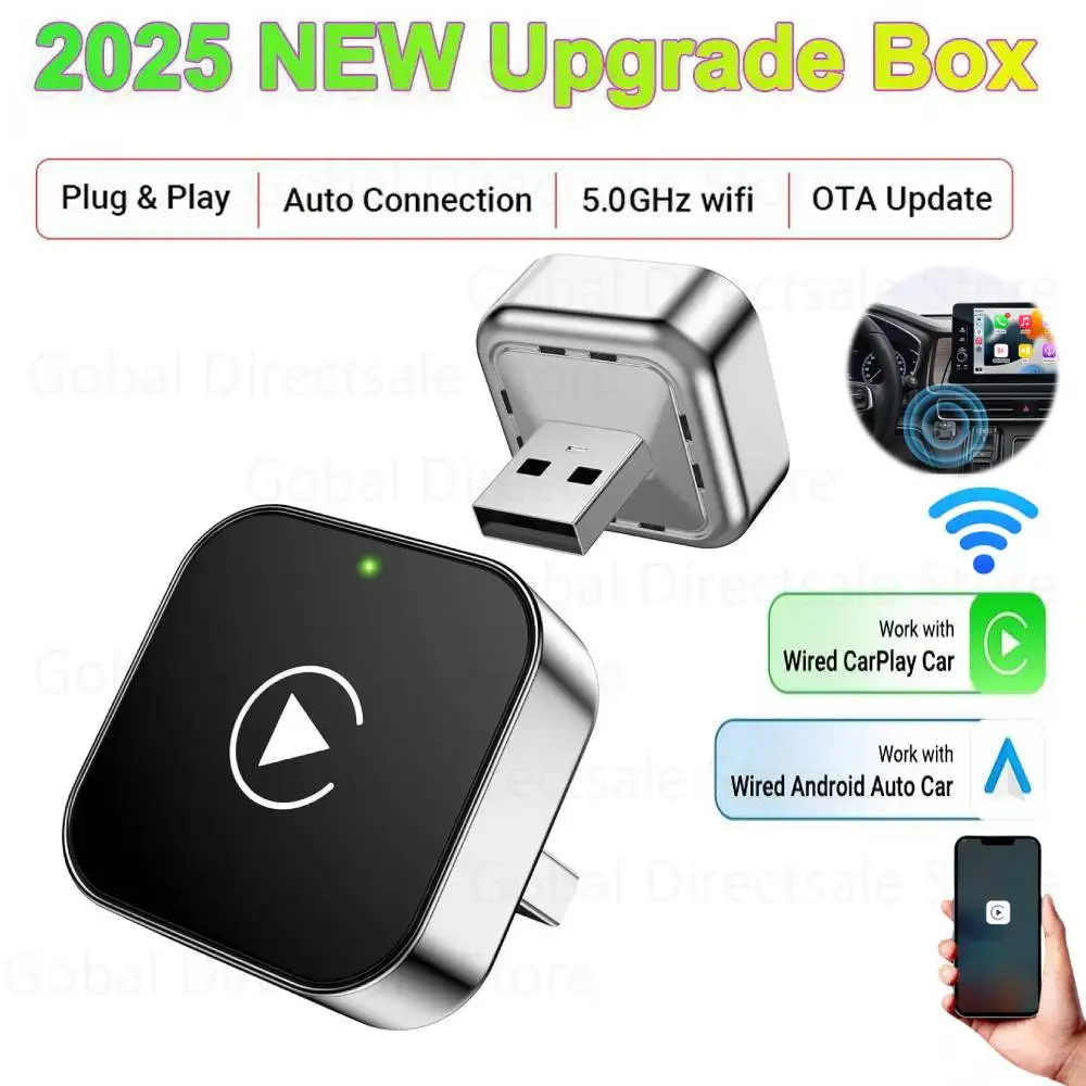 2-in-1 Wireless CarPlay & Android Auto Adapter – AI Smart Box for All Wired Cars – Universal Compatibility with Seamless Wirel
