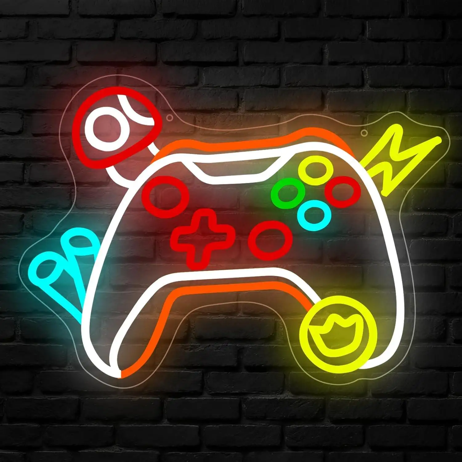 Gamepad Neon Sign Dimmable USB LED Wall Decor Light Up Sign for Game Room Man Cave Bedroom Gaming Zone Gamer Themed Art Decor