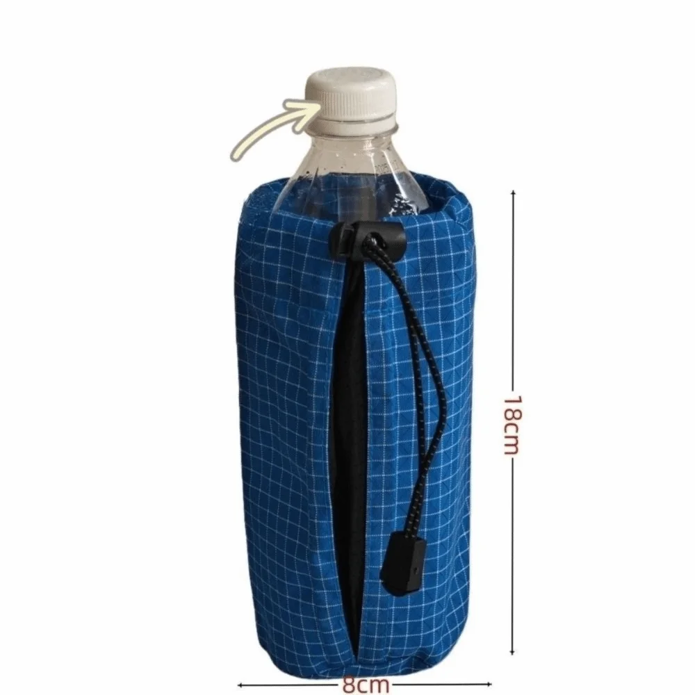 1×Outdoor Backpack Shoulder Strap Water Bottle Holder Drawstring Cup Sleeve Pouch Hook Clip Hiking Camping Hydration Carrier Bag
