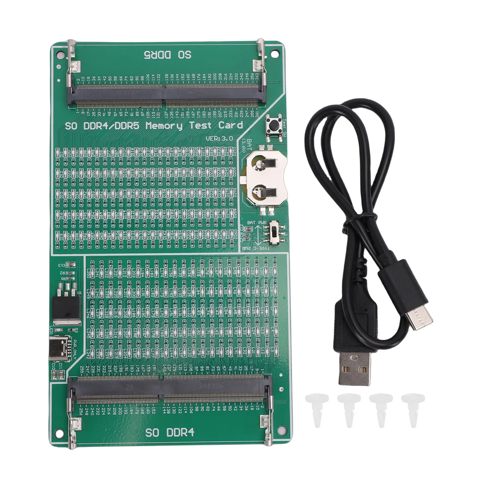 DDR4 DDR5 Memory Tester PCB 2 in 1 Memory Diagnostic Analyzer RAM Tester with LED Light for Laptop Desktop Server Computer