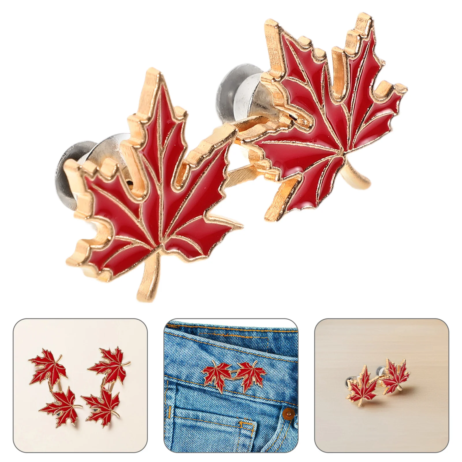 

10Pairs Alloy Maple Leaf Waist Cincher Clip Adjustable Jeans Button Tightener No Tools Needed Pant Waist Tightener