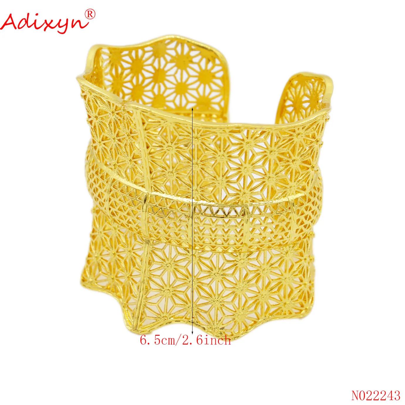 Adixyn الفاخرة دبي الإناث الذهب اللون الكبير أساور للنساء العروس الزفاف سوار فرنسا بيجو الأفريقية الهند هدايا الحفلات N0222