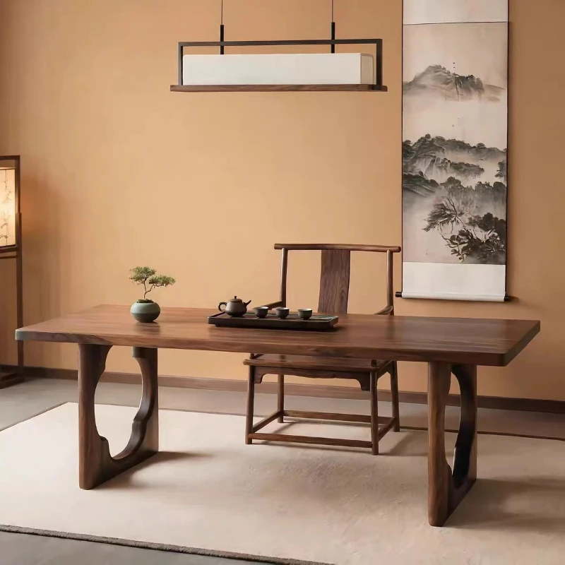 New Chinese style, North American black walnut, solid wood table, light luxury modern high-end sense, balcony table