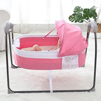 Baby Swing, Portable Baby Rocker with Remote Control, Electric Baby Rocker Swing, 5 Swing Speeds Car Swing Baby Bed (Pink)