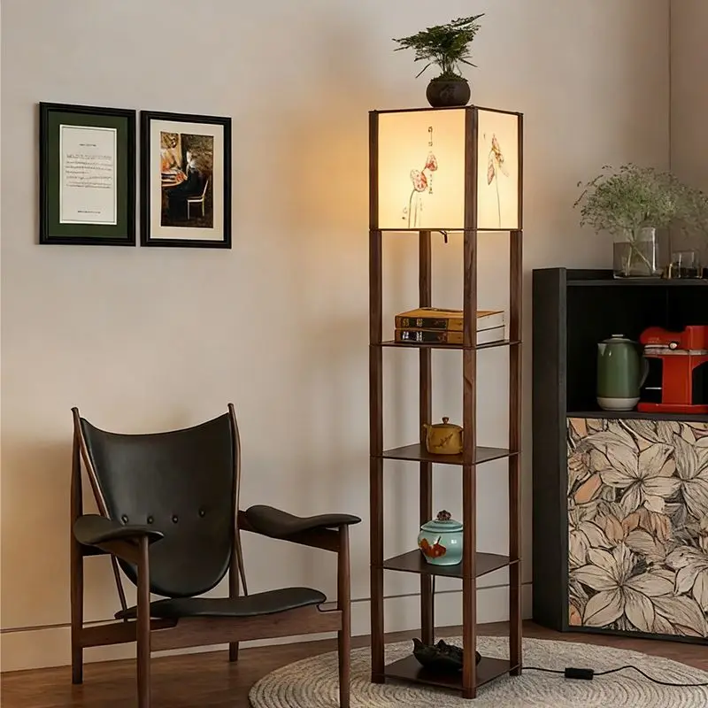 

Chinese solid wood floor lamp acrylic translucent lampshade Song aesthetic living room bedroom storage lamp