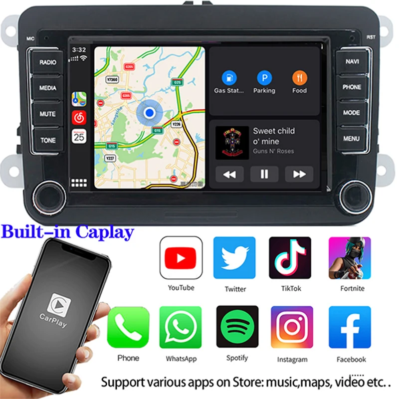 Android 10 Car Radio, 2Din, GPS, Multimedia Player, for Car VW, Volkswagen, Golf, Polo, Skoda, Rapid Octavia, Tiguan, Passat b7