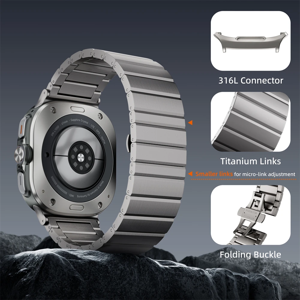 LULULOOK Titanarmband für Samsung Galaxy Watch Ultra 2 47mm, DLC-Beschichtung, 24 mm Breite, Ersatz-Uhrenarmband für Galaxy Watch Ultra – Detail 14
