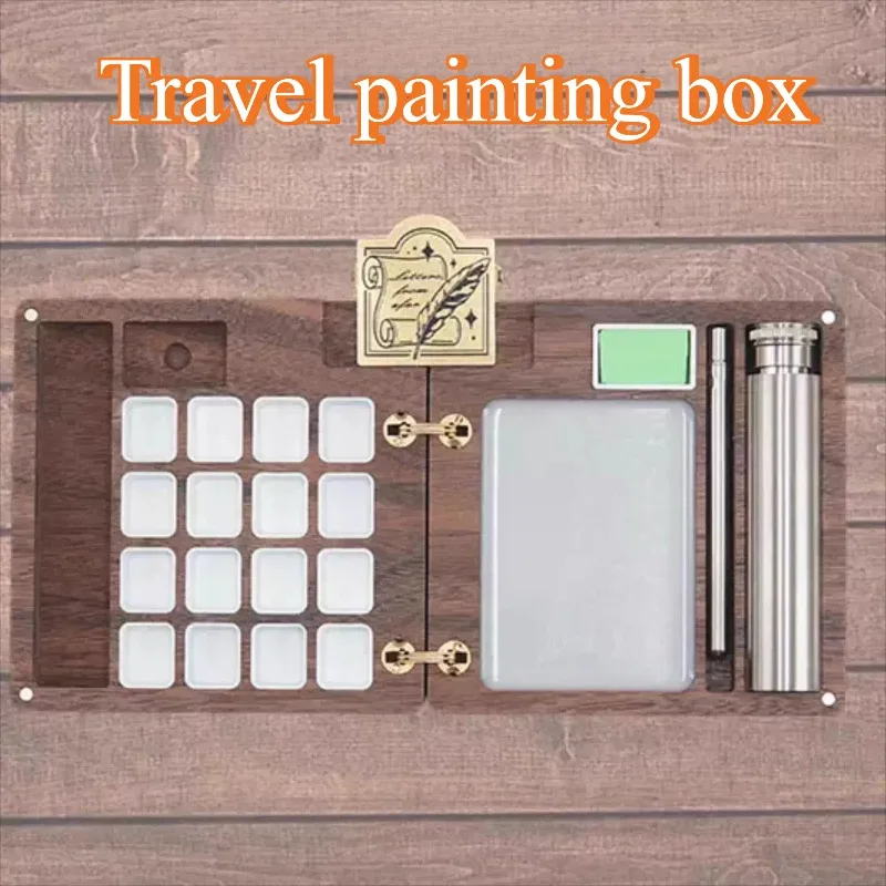 16color 2ml Wooden Travel Painting Box Art Supplies Students Outdoor Sketching Water Color Sub-package Painting Palette Tools