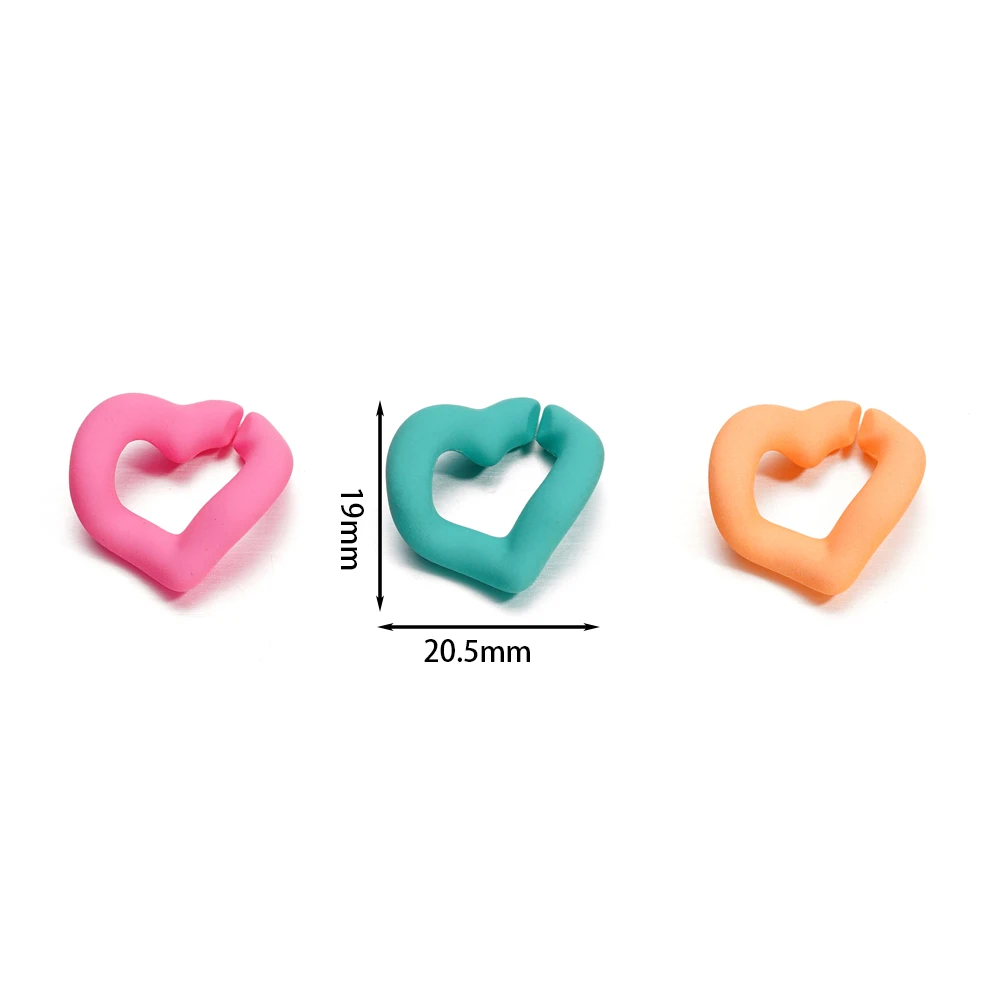 20PCS 11 Colors Acrylic Love Shaped Resin Chain Links DIY Earring Necklace Bracelet Bag Charm Accessories For Jewelry Making