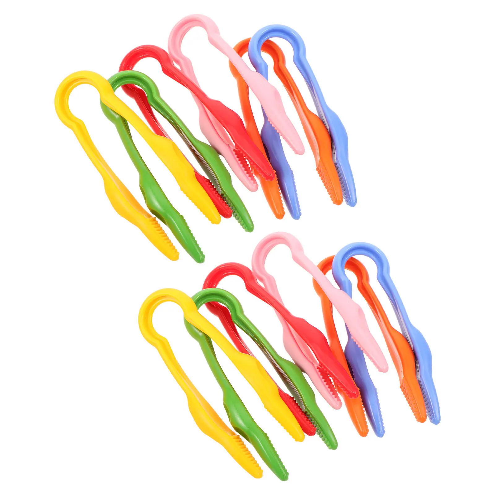 12Pcs Kids Plastic Tweezers Fine Motor Skills Small Tongs Craft Fuse Beads Science School Classroom Activities