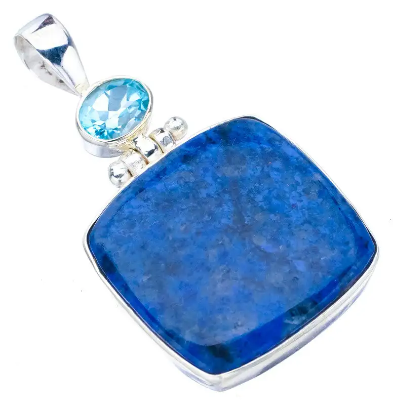 

StarGems Sodalite Blue TopazHandmade 925 Sterling Silver Pendant 1.75" F4982