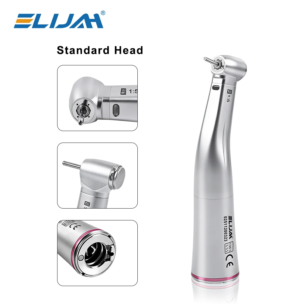ELIJAH Dental Low Speed Handstück Fiber Optic 1:5 Zunehmende Geschwindigkeit Contra Winkel Interne Wasser Spray Handstück Dental Ausrüstung