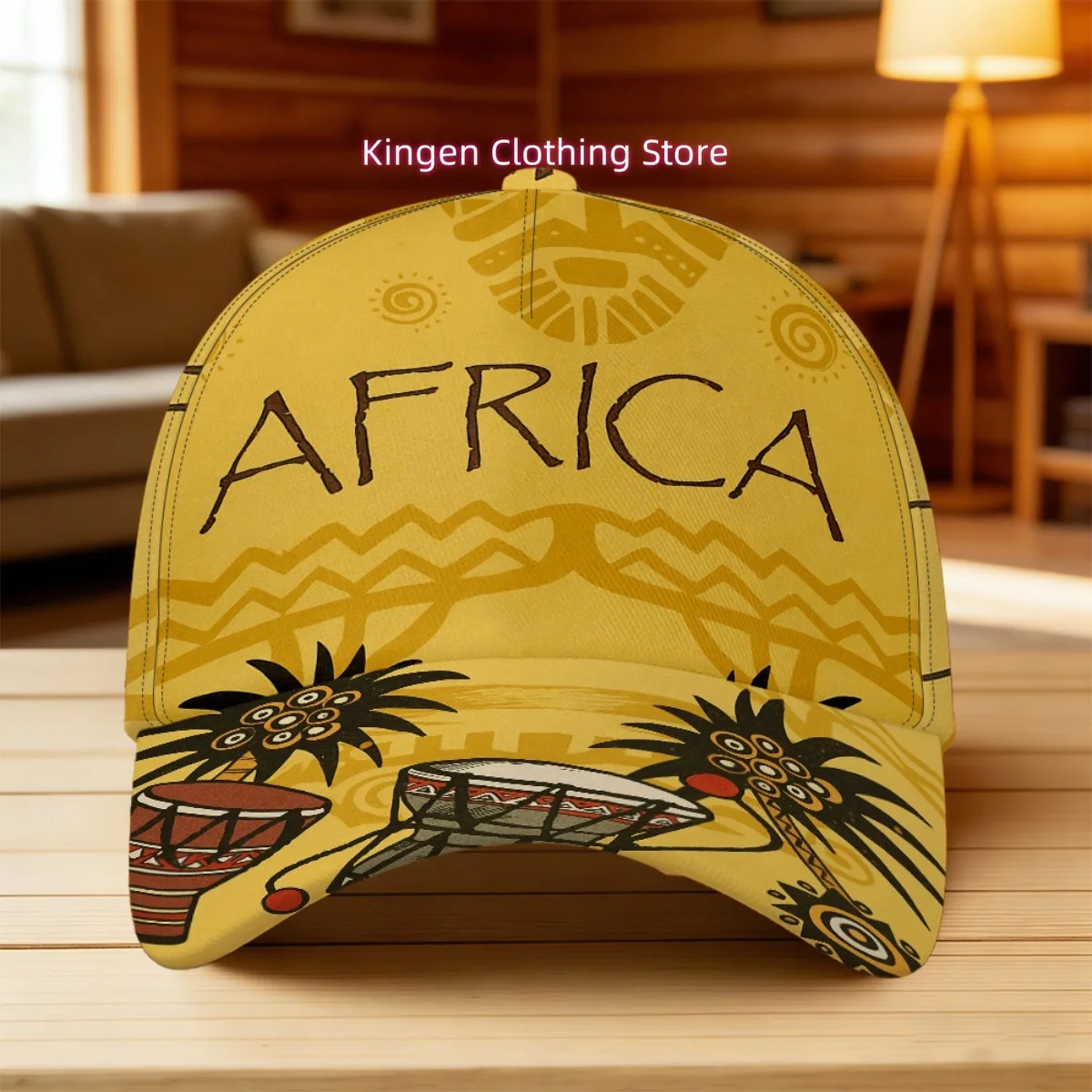 1pc with African Tribal Drums And Art Print Classic Baseball Cap Comfortable Non-Stretch Fabric Fitted Closure Sunshade Hat Idea
