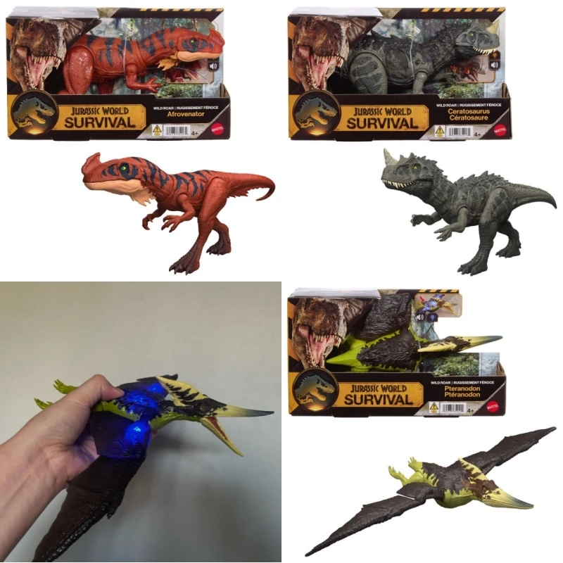 Genuine Jurassic World Light & Sound Attack Series Toys Pteranodon Afrovenator Ceratosaurus Dinosaur Light & Sound Toy