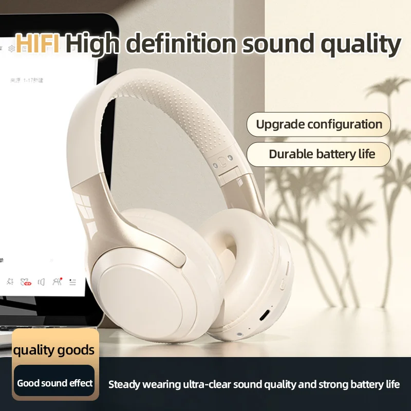 

Wireless Bluetooth Headphone Type-C AUX Hi-Res Foldable Noise Cancelling HIFI Stereo Headset with Mic for Sport Gaming Running