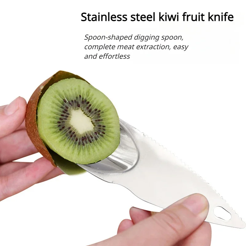 Hot Sale Stainless Steel Kiwi Blade Kiwifruit Cut Spoon Peeling Dig Spoon Serrated Blade for Shop Kitchen Home Outdoor