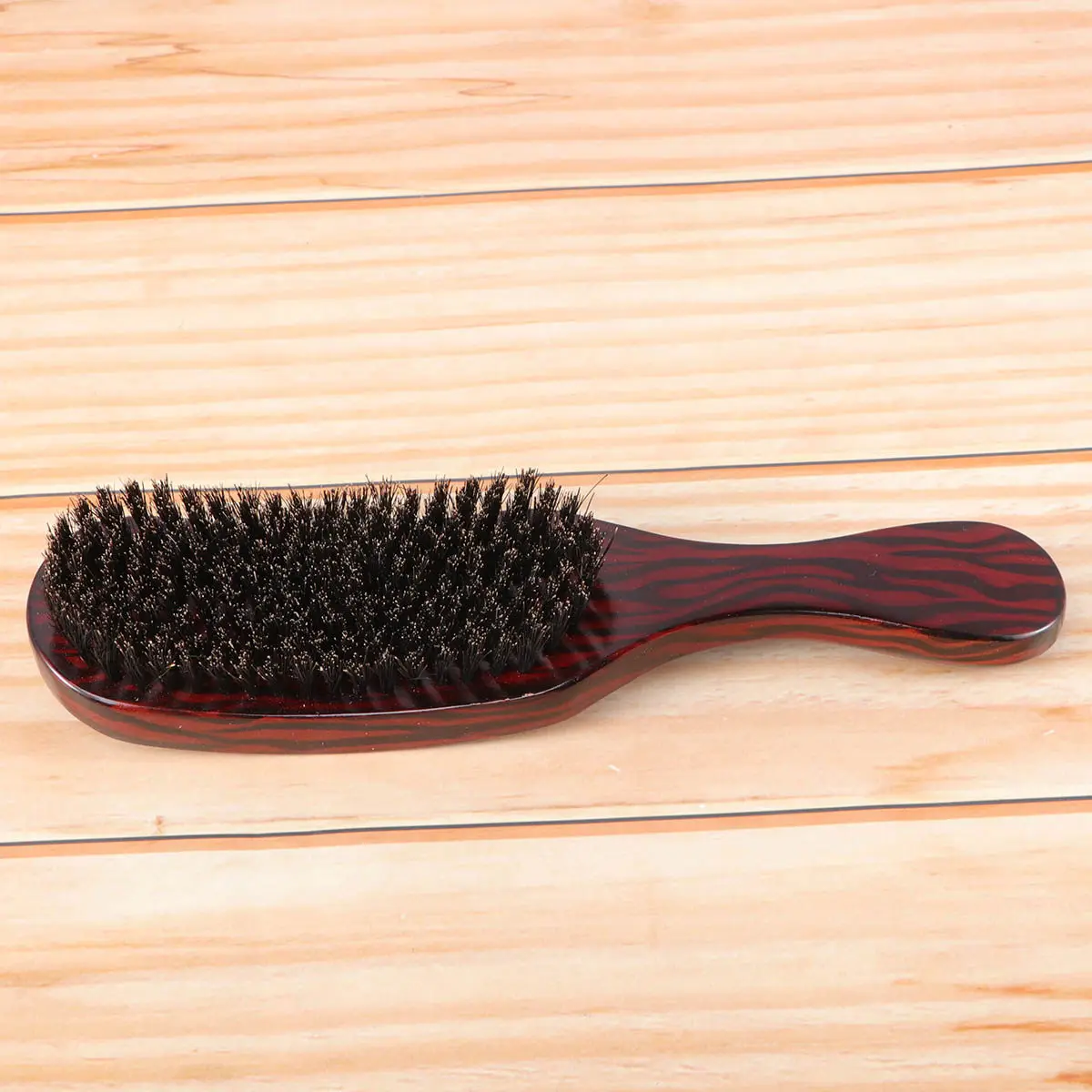 

Natural Bristles Wooden Wave Comb Beech Wood Handle Anti-Static Hair Brush for Styling Drying Scalp Massage Women Hair Comb Red
