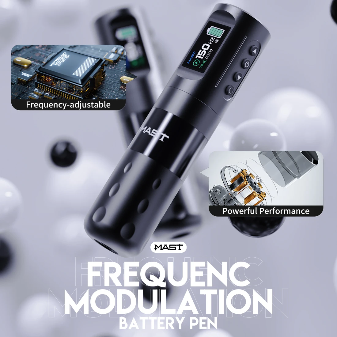 Mast Adjustable Frequency Modulation Battery Pen Wireless Tattoo Machine 1800mAh High Capacity for Body Art Tattoo Supply