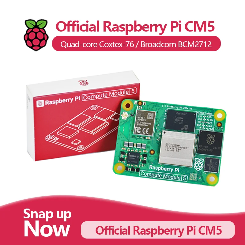 TopElec Original Raspberry Pi CM5 4GB RAM, optional WIFI/EMMC, Broadcom BCM2712 Dual 4K Output + HDR 800MHz VideoCore Quad-core.