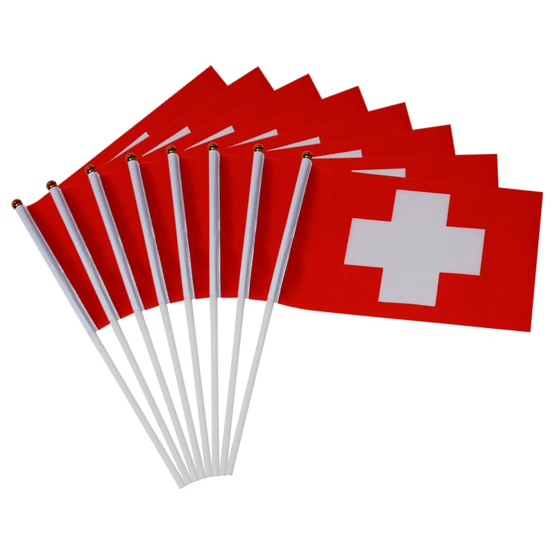 aerlxemrbrae Custom Hand Flag100pcs   Switzerland Hand Flag 14*21cm Polyester  Flying swiss hand  Banner