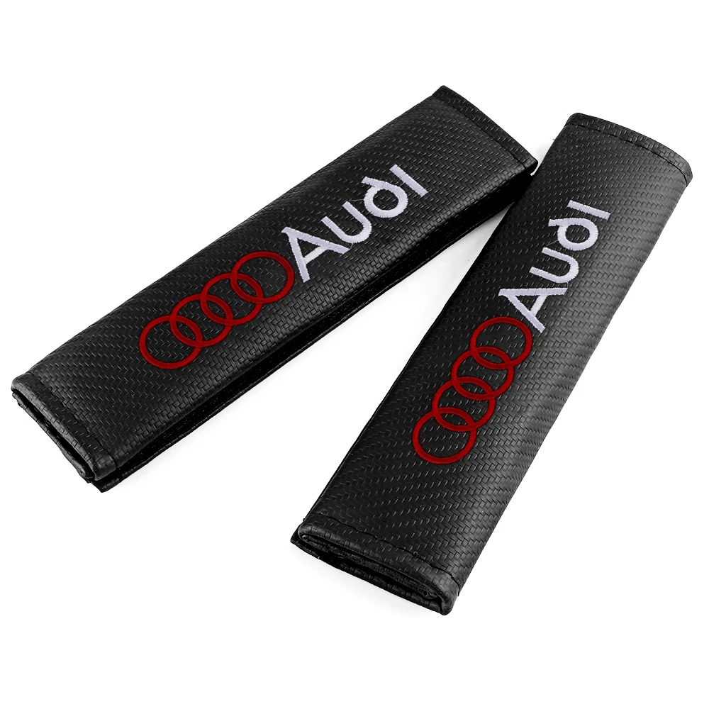For Audi Sline TT Quattro A6 C6 C5 C7 A5 A4 B6 B7 A3 A8 A2 A1 Q3 Q5 RS S Car Carbon Fiber Seat Belt Cover Shoulder Protector Pad view 4