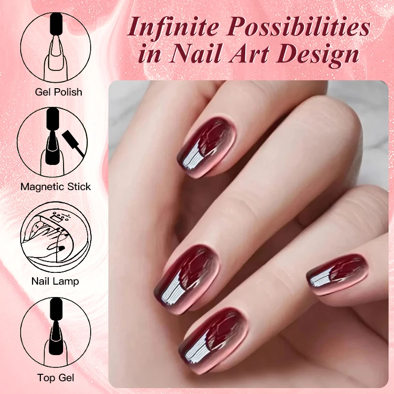 7ml Sparkling Glass Bead Cat Magnetic Gel Nail Polish Flash Black Spar Red Color Semi Permanent Soak Off UV Summer Gel Varnish