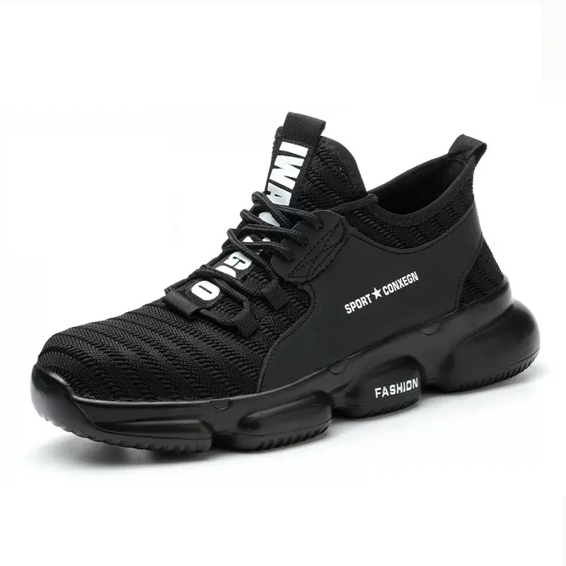 Men\'s breathable steel toe cap anti slip, wear-resistant, anti smashing, anti piercing safety construction site protective shoes