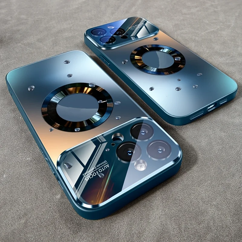 Luxe Glazen Camera Voor Magesafe Magnetische Draadloze Lading Case Voor iPhone 17 16 15 14 13 12 11 Pro Max Air Plus Schokbestendige Cover